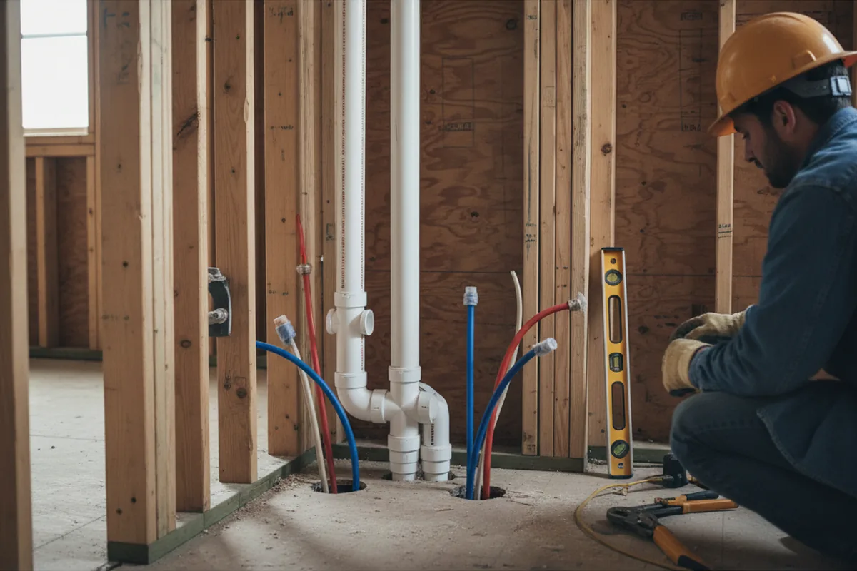 Drain and supply rough-in during Leak Detection in Brooklet