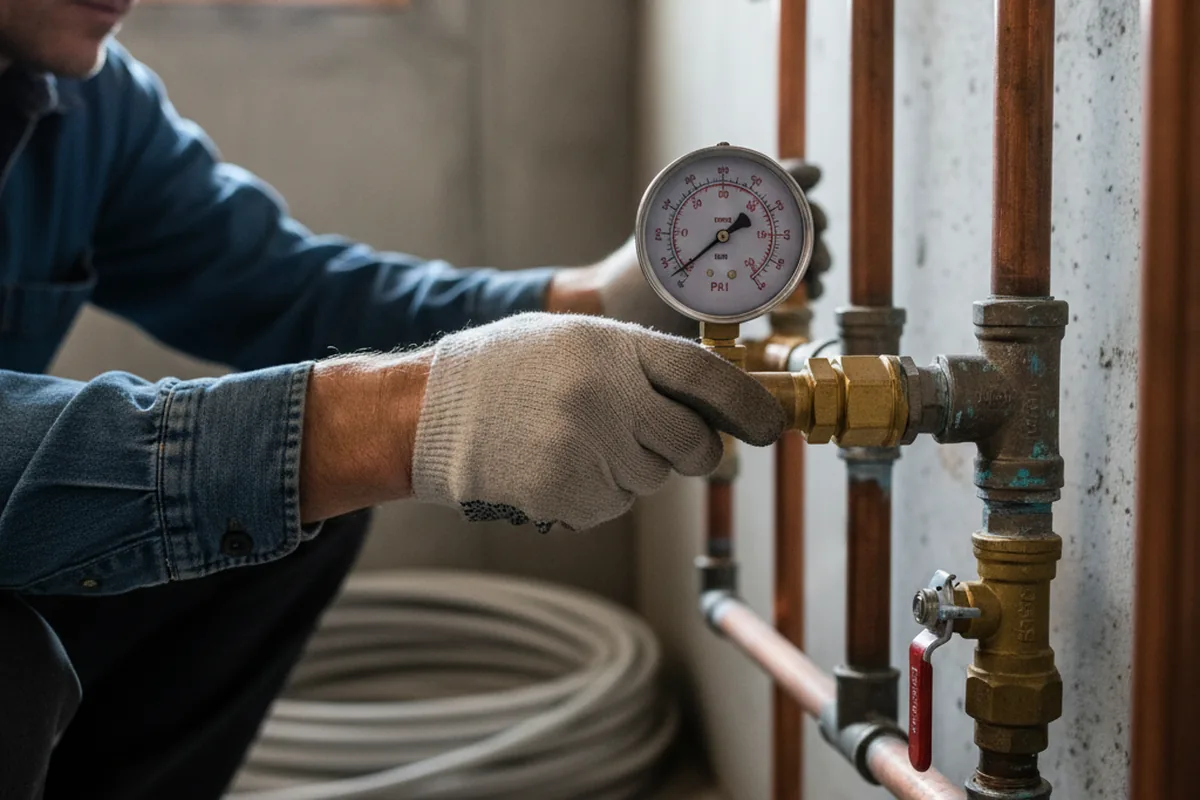 Pressure testing a repaired line during Water Line Repair in Brooklet